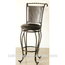 Black KD Style Metal Bar Chair, Swivel Backrest Bar Chair com Almofada